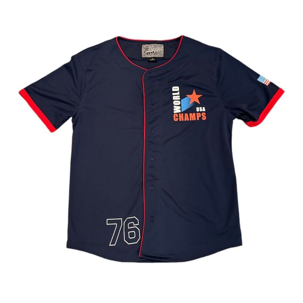 Brooklyn Cloth Americana Retro Inspired Men's Short Sleeve Baseball Jersey, M